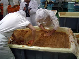 守口漬の漬け換え作業